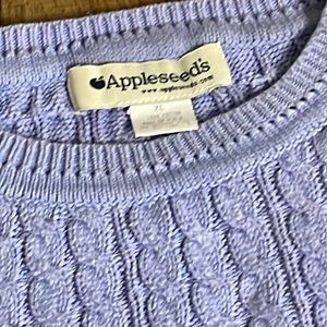Appleseed cable knit crew neck XL sweater periwinkle